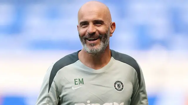 Enzo Maresca, Head Coach of Chelsea FC, reacts