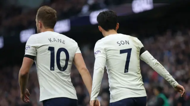Harry Kane and Son Heung-Min of Tottenham