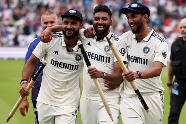 India bowlers celebrate win