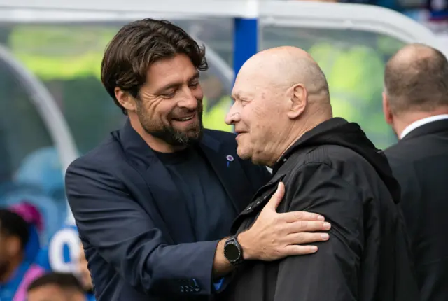 Rangers head coach Russell Martin and Viktoria Plzen head coach Miroslav Koubek