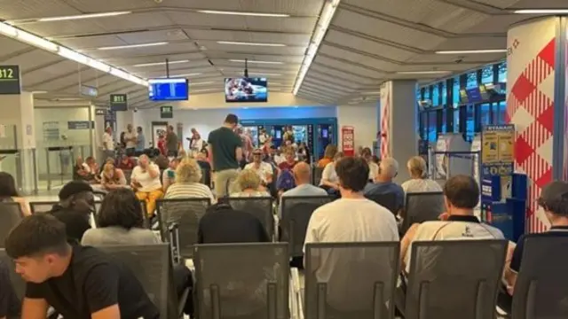 Passengers waiting at Verona’s Valerio Catullo airport