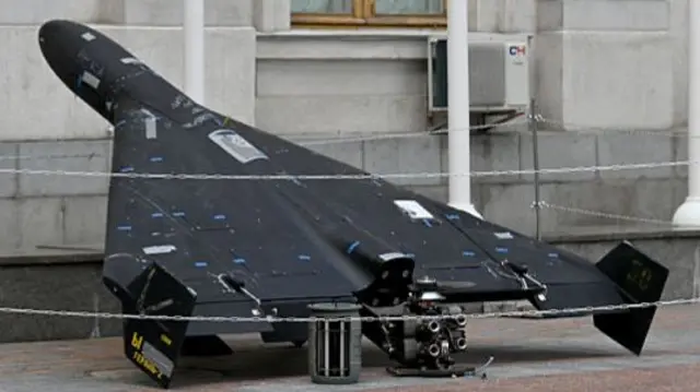 A Shahed drone is displayed in Kyiv