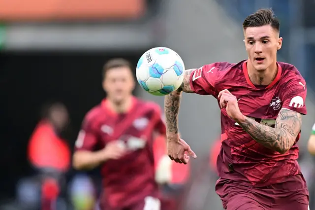 Benjamin Sesko playing for RB Leipzig
