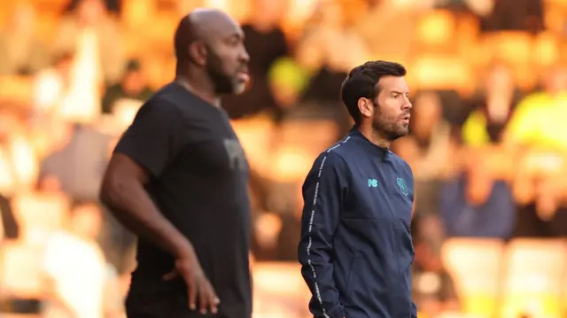 Brian Barry-Murphy (right) and Darren Moore on the touchline watching