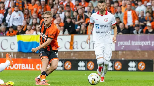 Zac Sapsford scored the winning goal against UNA Strassen at Tannadice in the previous round