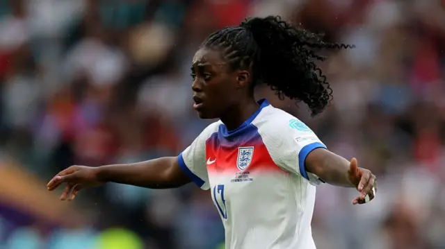Michelle Agyemang in action for England