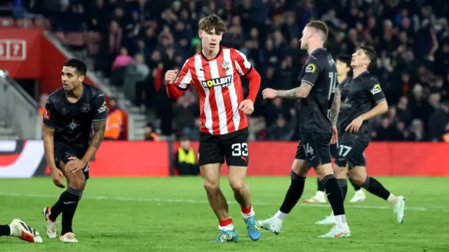 Tyler Dibling of Southampton celebrates after scoring