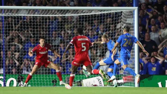Jay Stansfield of Birmingham City scores a goal to make the score 1-0