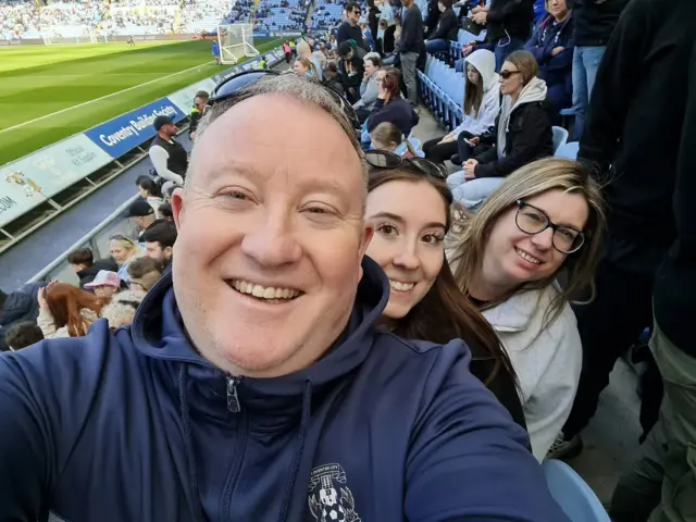 Three Coventry fans have selfie in stands
