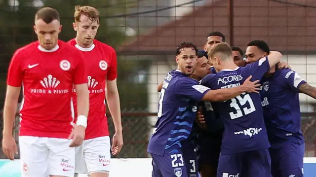 Santa Clara celebrate scoring their first goal