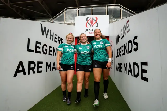 Ireland players at Ulster's stadium