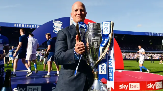 Birmingham City owner Tom Wagner with the League One trophy