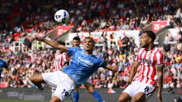 Kayden Jackson prepares to shoot for Derby at Stoke