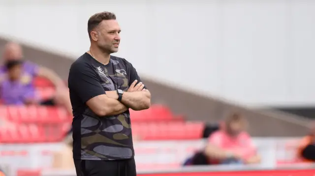 Derby County boss John Eustace at Stoke City