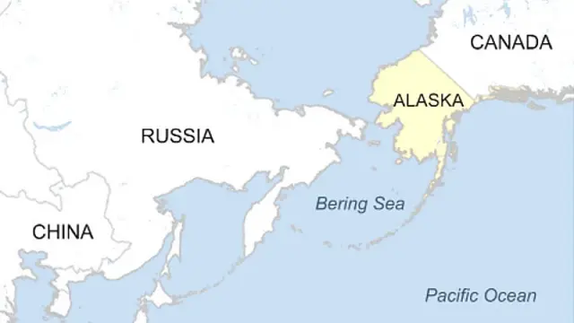 A map showing the location of Alaska