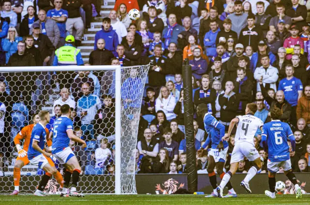 Ryan Astley's header loops in to put Dundee ahead