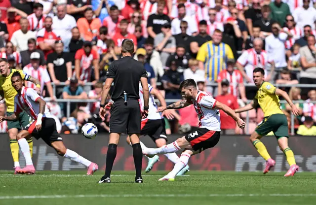 Ryan Manning of Southampton scores
