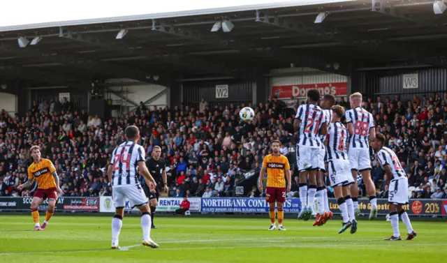 Motherwell's Callum Slattery with a free kick