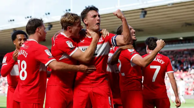 Dael Fry celebrates for Middlesbrough