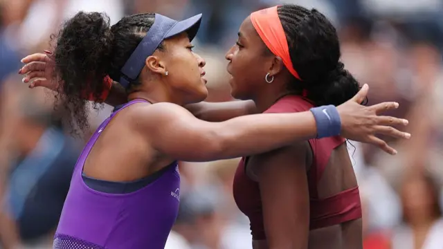 Naomi Osaka and Coco Gauff embrace