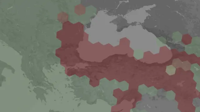 A map produced by Flightradar24 showing areas around the Black Sea including Bulgaria and Romania where there have been reports of GPS interference