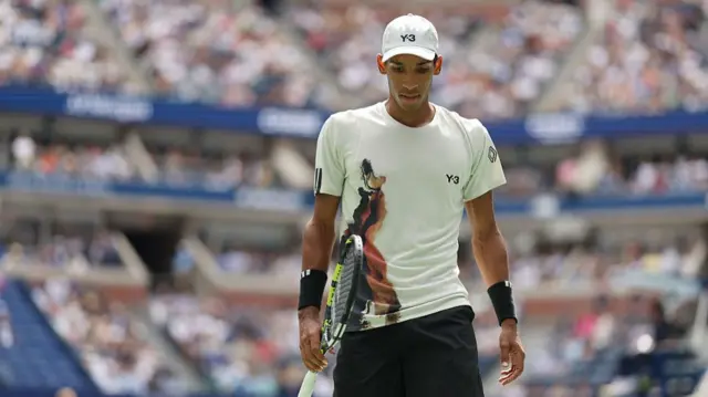 Felix Auger-Aliassime looks on at the US Open
