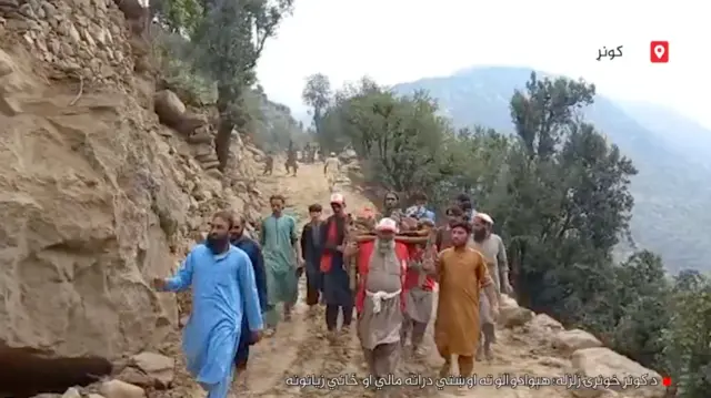 Footage shared by the Afghan Red Crescent shows the rocky, mountainous, area where the earthquake hit