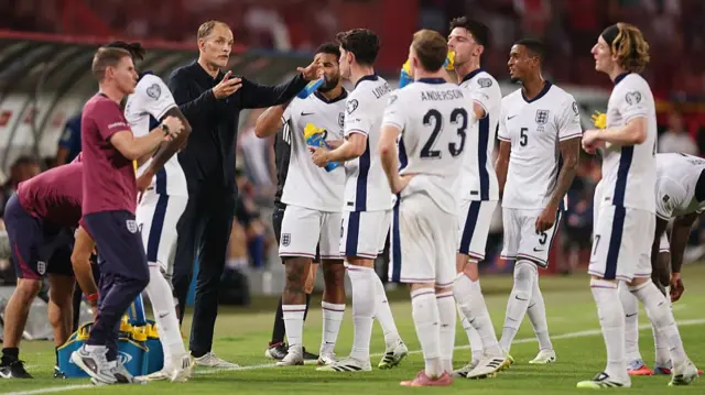 Thomas Tuchel with the England players
