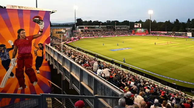 Crowds of people inside Sophia Gardens
