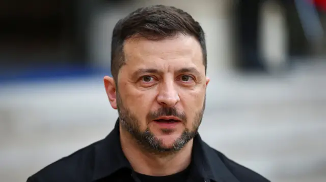 Close up shot of Ukraine President Volodymyr Zelensky