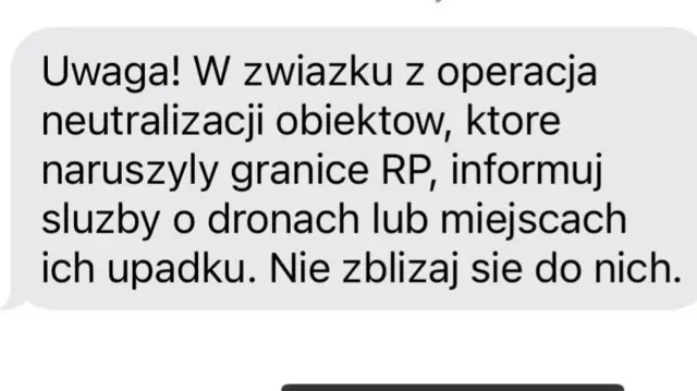 A text sent from the Polish government to its citizens