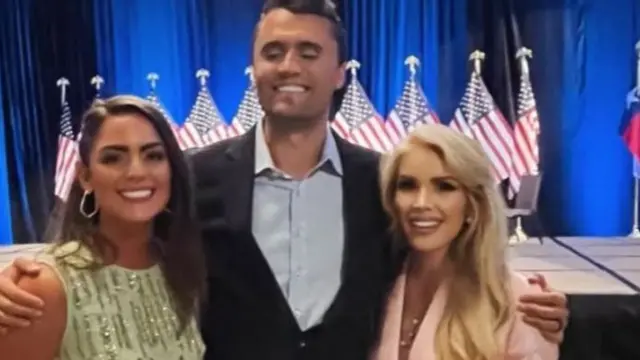 Julia Pierce (Right) with Charlie Kirk at a Citizens Defending Freedom event in Dallas in 2024
