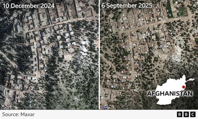 A before and after satellite image comparison
