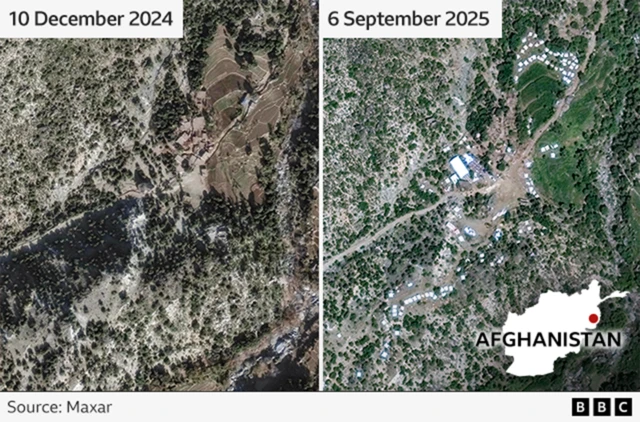A before and after satellite image comparison
