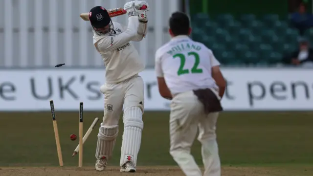Ollie Price is bowled