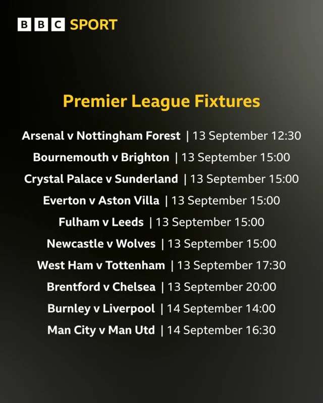Premier League weekend fixtures