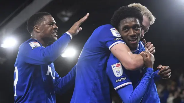 Jaden Philogene of Ipswich Town celebrates