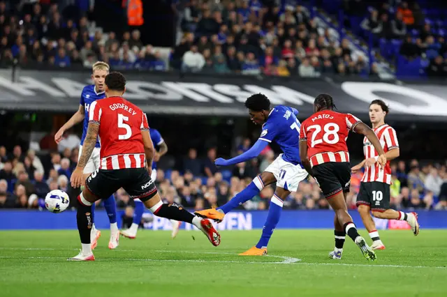 Jaden Philogene of Ipswich Town scores his team's second goal