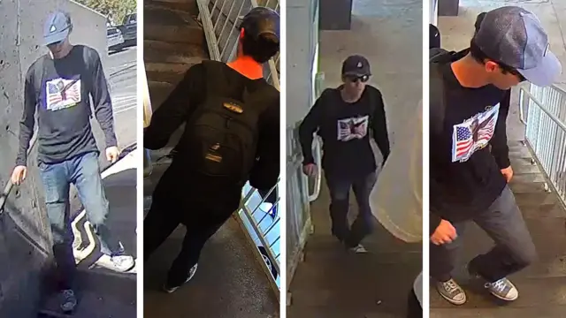 Handout images show the person the FBI are interested in for the killing of Charlie Kirk - a young man wearing sunglasses and a cap