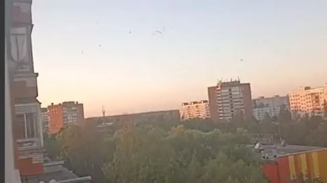 We can't see the explosions in this video posted from Tosno but they can be heard
