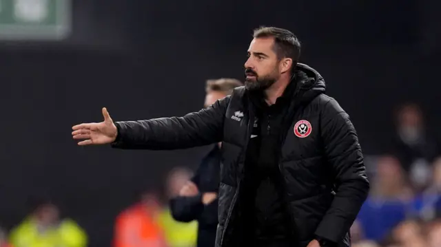Sheffield United manager Ruben Selles on the touchline