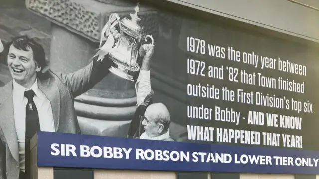 A picture outside Portman Road celebrating Ipswich Town's history