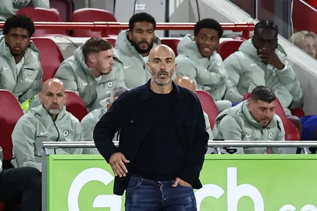 Chelsea's Italian head coach Enzo Maresca watches from the touchline