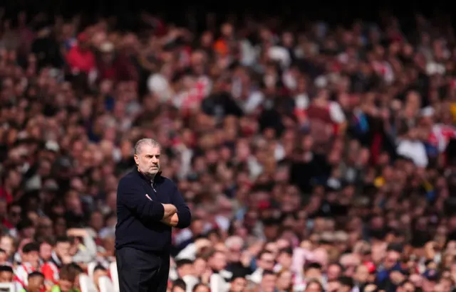 Nottingham Forest head coach Ange Postecoglou during the Premier League match at the Emirates Stadium, London.