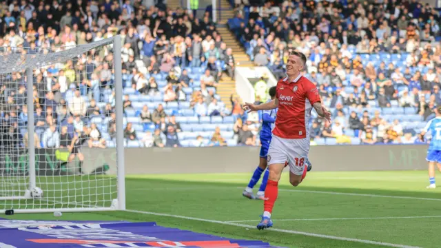 Emil Riis celebrates scoring for Bristol City