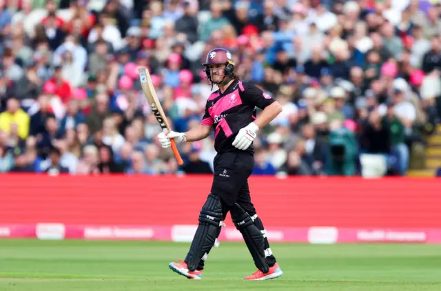 Tom Kohler-Cadmore celebrates his half-century against Lancashire