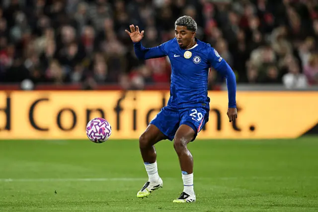 Wesley Fofana of Chelsea controls the ball during the Premier League match between Brentford and Chelsea at Gtech Community Stadium on September 13, 2025 in Brentford, England.