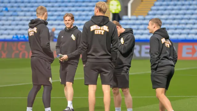 Bristol City players on the pitch at Hillsborough