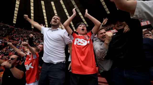Charlton fans celebrate at The Valley