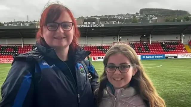 Emma Doherty pictured with her daughter Ellen at an Institute match